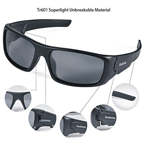 Duduma TR601 Polarized Sports Sunglasses for Men Women Baseball Running Cycling Fishing Driving Golf Hiking Superlight Frame (black frame/black lens) - Image 4
