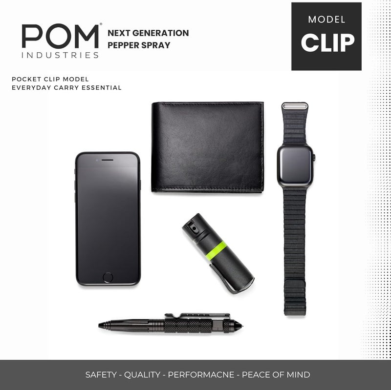 POM Pepper Spray Pocket Clip, Quick Flip Top Safety, Maximum Strength OC Formula with UV Marking Dye, Safe Compact and Tactical Design for Everyday Carry, 25 Bursts, 10 ft Range, 0.5 fl oz - Image 5