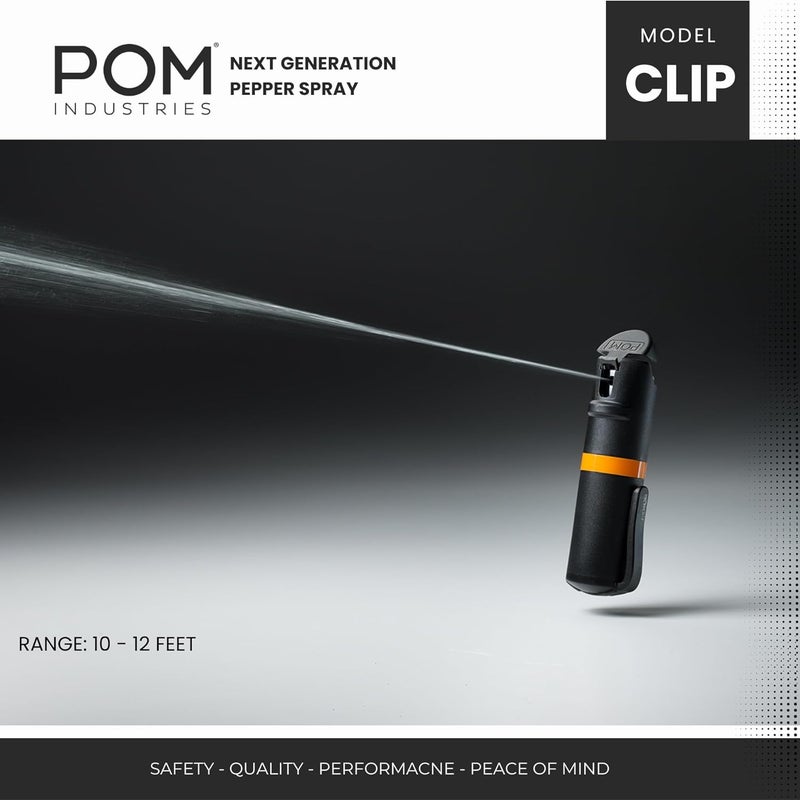 POM Pepper Spray Pocket Clip, Quick Flip Top Safety, Maximum Strength OC Formula with UV Marking Dye, Safe Compact and Tactical Design for Everyday Carry, 25 Bursts, 10 ft Range, 0.5 fl oz - Image 4