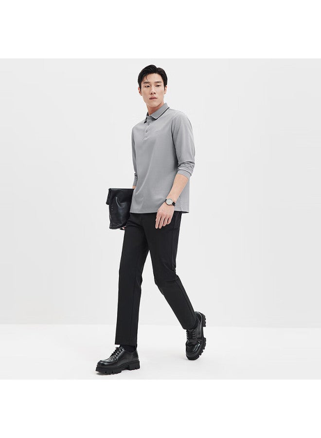 Septwolves Seven Wolves Men's Long Sleeve T-shirt Spring Business Casual Polo With Mulberry Silk Easy Care Clothing Youth Top Men's Wear - Image 1