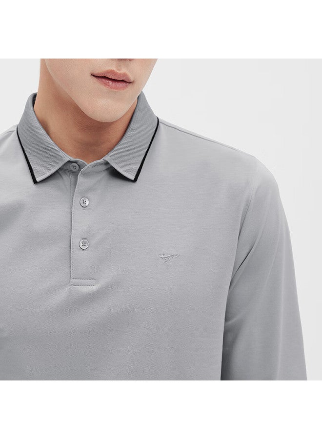 Septwolves Seven Wolves Men's Long Sleeve T-shirt Spring Business Casual Polo With Mulberry Silk Easy Care Clothing Youth Top Men's Wear - Image 2
