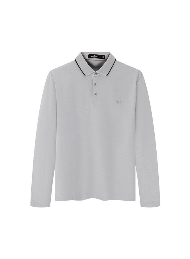 Septwolves Seven Wolves Men's Long Sleeve T-shirt Spring Business Casual Polo With Mulberry Silk Easy Care Clothing Youth Top Men's Wear - Image 3