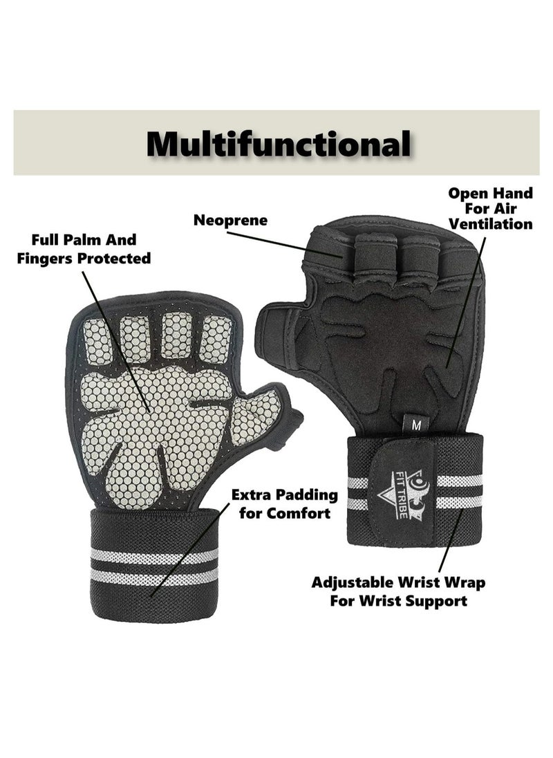 FIT TRIBE Workout & Weight Lifting Gloves for Men & Women - Non-Slip Grip, Adjustable Wrist Support, Breathable, Lightweight Training Gloves for Home Gym and Fitness Accessories  - Image 2