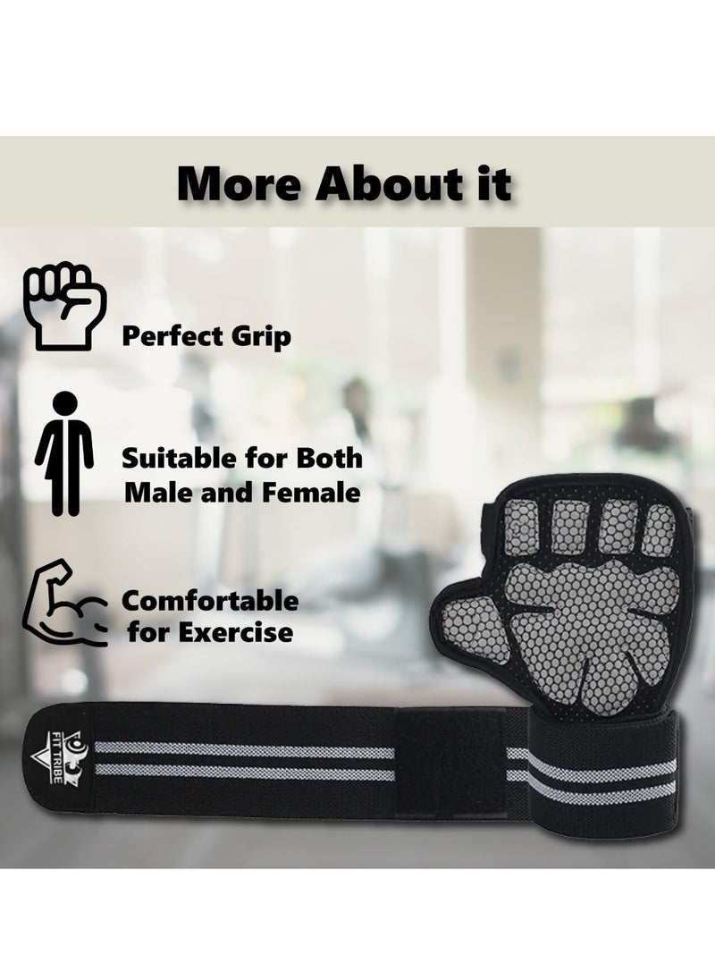 FIT TRIBE Workout & Weight Lifting Gloves for Men & Women - Non-Slip Grip, Adjustable Wrist Support, Breathable, Lightweight Training Gloves for Home Gym and Fitness Accessories  - Image 3