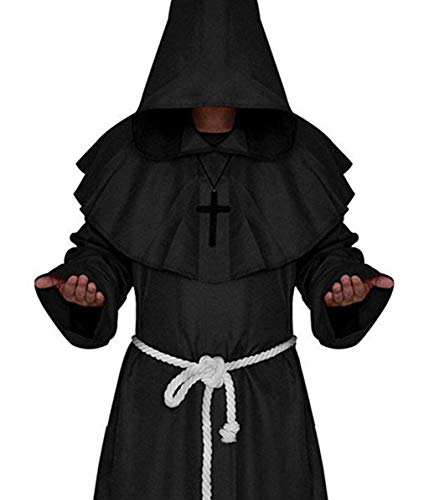 LHJ Monk Robe Priest Robe Halloween Cosplay Costume Cloak - Image 2