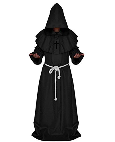 LHJ Monk Robe Priest Robe Halloween Cosplay Costume Cloak - Image 5