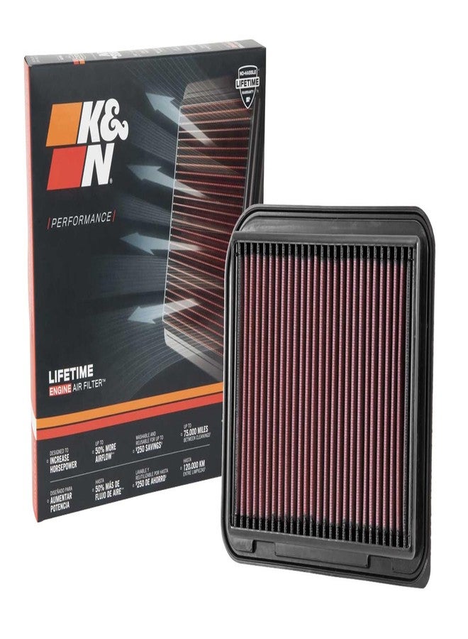 K&N High-Flow Original Lifetime Engine Air Filter: Increase Power & Accerlation, Washable, Premium: Compatible with 2003-2024 MITSUBISHI: ASX, Eclipse, Grandis, Lancer, Outlander, 33-3015 - Image 1