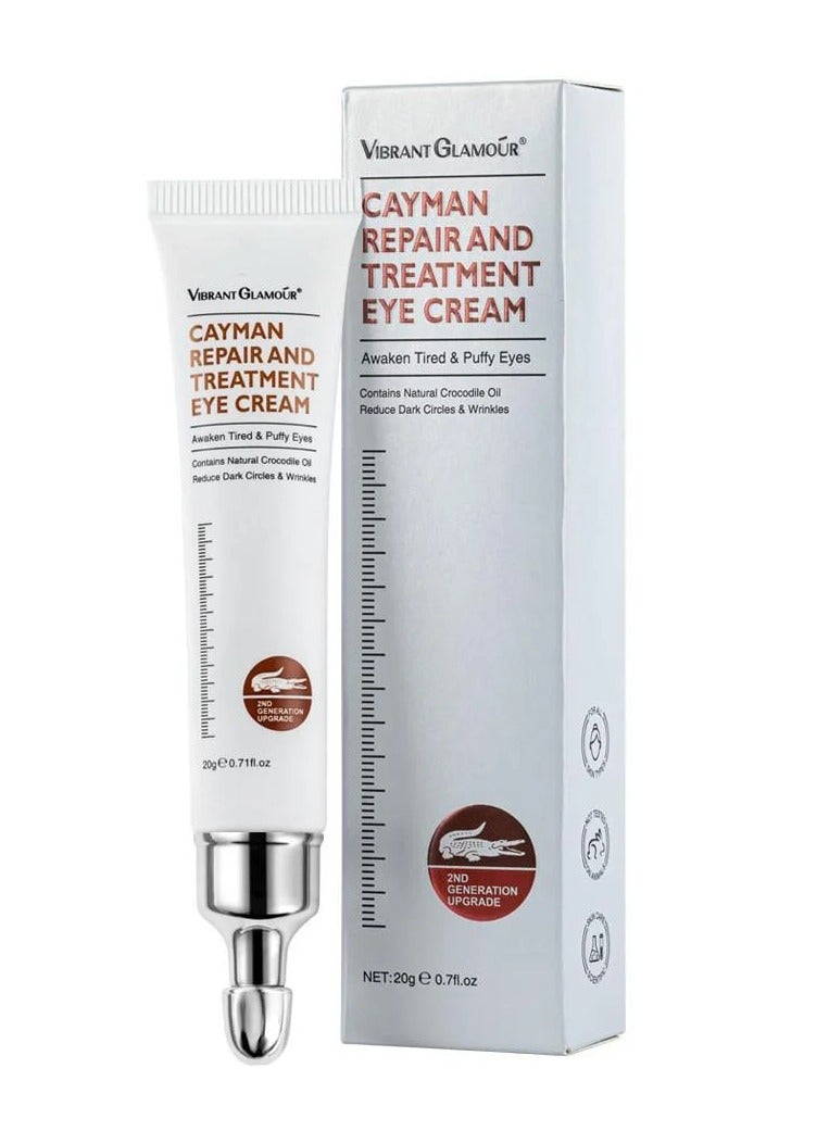 Vibrant Glamour كريم العين كايمان - علاج وإصلاح للعين بروتين حرير مضاد للتجاعيد ومعزز للشد لبشرة العين يقلل من ظهور الخطوط الدقيقة مضاد للشيخوخة دوائر داكنة وانتفاخات كريم العناية بالعين 20 جرام - Image 1
