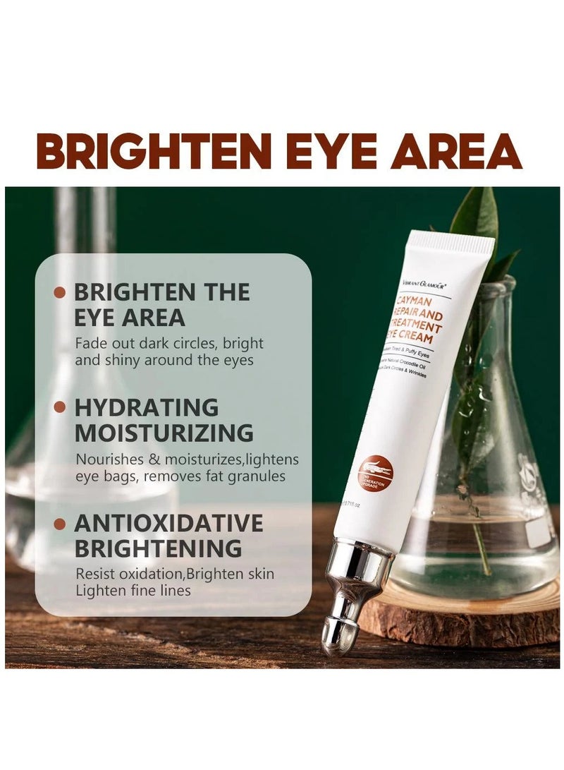 Vibrant Glamour كريم العين كايمان - علاج وإصلاح للعين بروتين حرير مضاد للتجاعيد ومعزز للشد لبشرة العين يقلل من ظهور الخطوط الدقيقة مضاد للشيخوخة دوائر داكنة وانتفاخات كريم العناية بالعين 20 جرام - Image 4