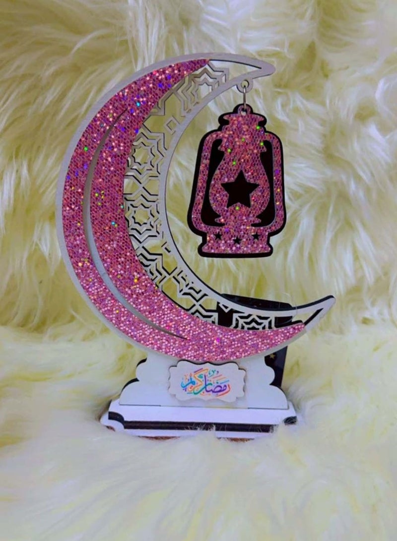 سي او أرماء ديكورات مصنوعة يدوياً من الخشب بتصميم هلال رمضان  تحوي عبارة رمضان كريم - Image 2