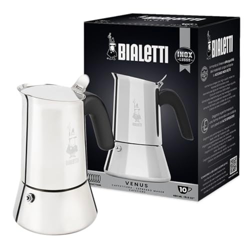 Bialetti - New Venus Induction, Stovetop Coffee Maker, Suitable for all Types of Hobs, Stainless Steel, 10 Cups (15.5 Oz), Silver - Image 1