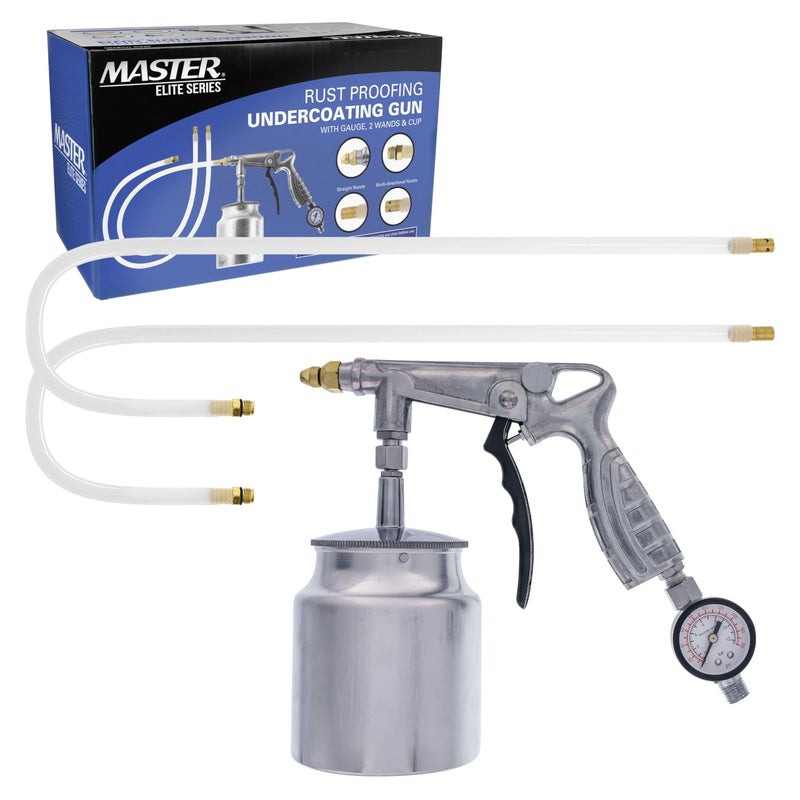 Master Airbrush Master Elite Air Rust Proofing and Undercoating Gun with Gauge  Suction Feed Cup 2 Wands  22 Long Flexible Extension Wand with MultiDirectional Nozzle  Spray Truck Bed Liner Rubberized Undercoat