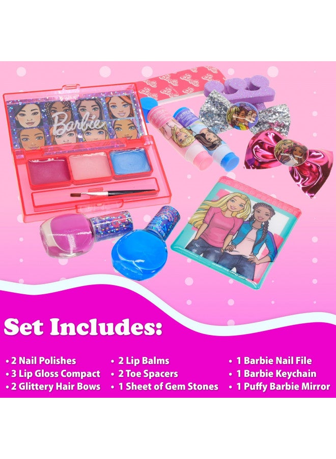 TOWNLEY GIRL Barbie - Townley Girl 15 Pcs Makeup Filled Backpack Cosmetic Gift Set with Mirror Includes Lip Gloss, Nail Polish, Hair Bow & More! for Kids Girls, Ages 3+ Perfect for Parties, Sleepovers & Makeovers - Image 3