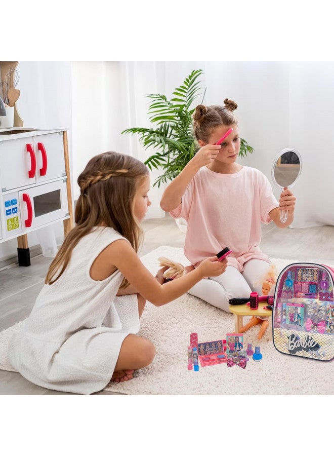 TOWNLEY GIRL Barbie - Townley Girl 15 Pcs Makeup Filled Backpack Cosmetic Gift Set with Mirror Includes Lip Gloss, Nail Polish, Hair Bow & More! for Kids Girls, Ages 3+ Perfect for Parties, Sleepovers & Makeovers - Image 5
