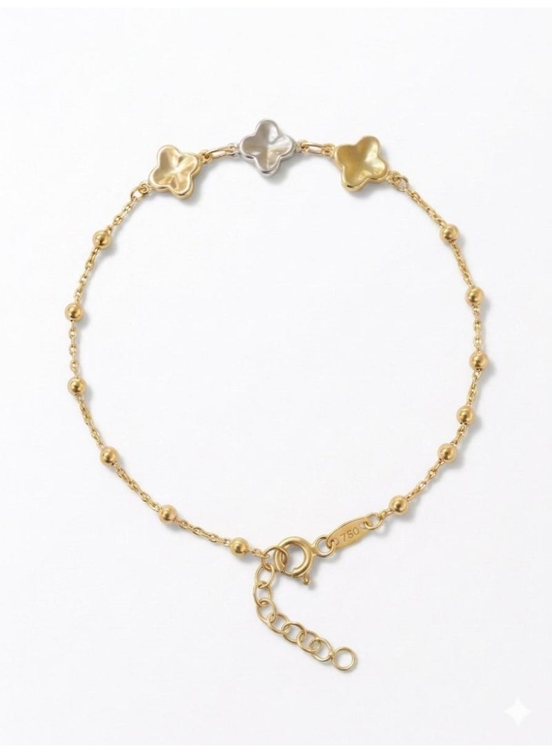 The Intermix Gems 18 Karat 750 Gold Floral Charm Bracelet - Image 1