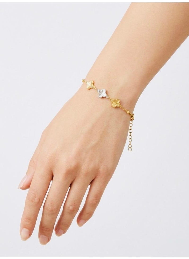 The Intermix Gems 18 Karat 750 Gold Floral Charm Bracelet - Image 3