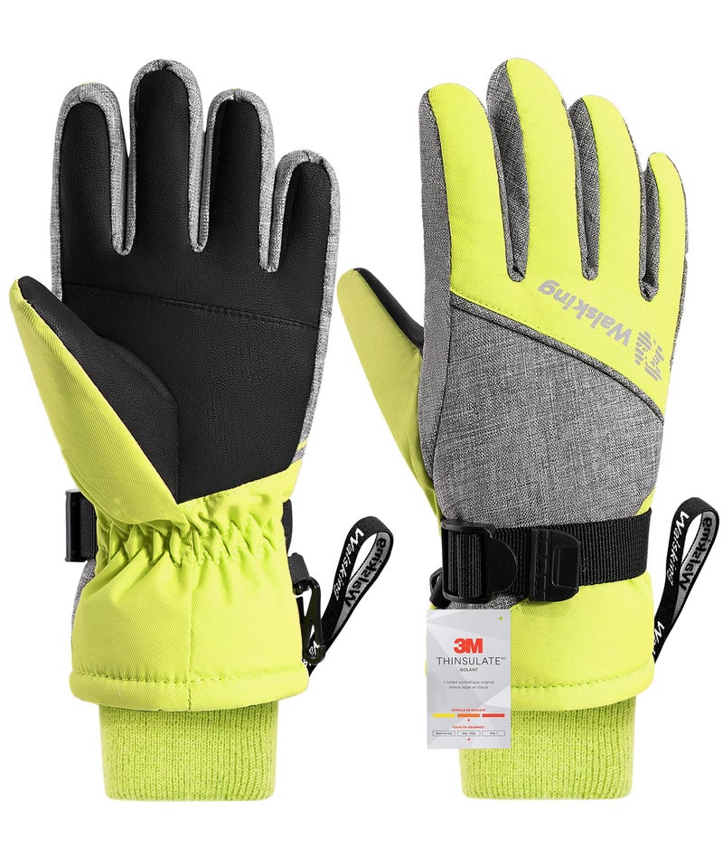 WALSKING Kids Waterproof Winter Thinsulate Warm Cold Weather Winter Snow Ski Gloves-Fits Boys and Girls Youth Child Outdoor - Image 1