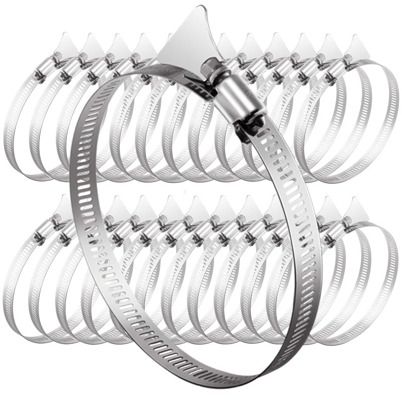 Silrubsups 25 Pcs Dryer Hose Clamp 4 Inch Stainless Steel Duct Clamps Thumb Screw Worm Gear Adjustable Clamp 25 4 Inch Adjustable 3545 - Image 2