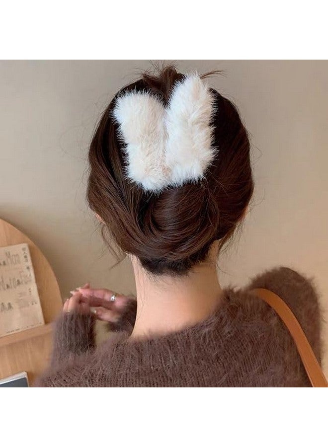 GODFLY Multi-Color Hair Claw Clips for Women | Plush & Soft Winter Hair Clips | Stylish & Durable | Ideal for Parties & Daily Use(4PCS-Butterfly Hair Claw) - Image 5