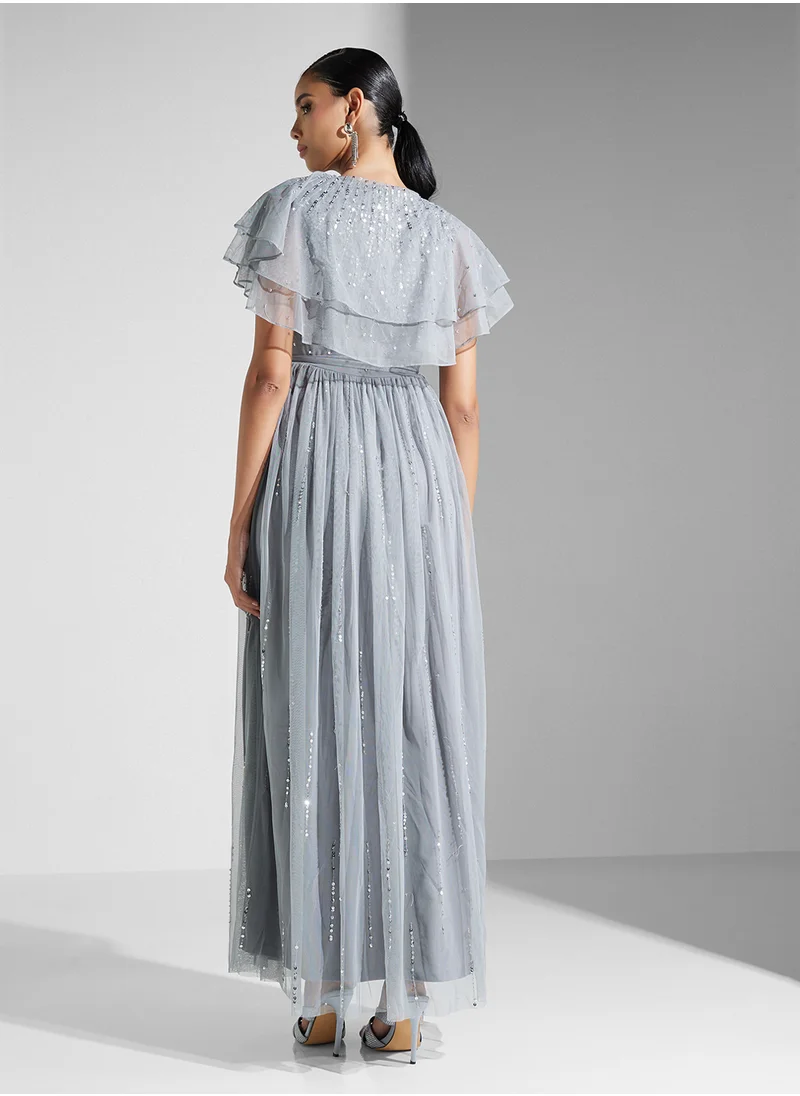 اميليا روز Embellished Mesh Detailed Dress