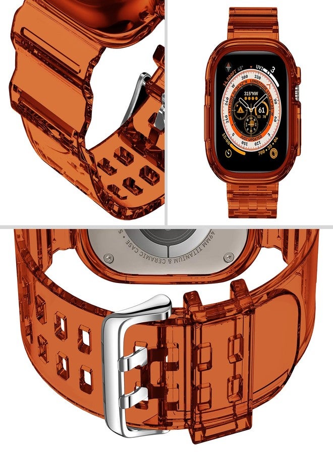 DABAOZA Compatible for Clear Apple Watch Ultra 3 2 Band with Bumper Case 49mm, Women Men Glitter Bling TPU Sport Strap for iWatch SE Ultra 3 2 Series 11 10 9 8 7 6 5 4 3 2 1（ClearBrown,49） - Image 3