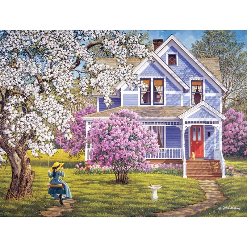 Bits and Pieces 300 Piece Puzzles for Adults Lilacs and Lace 300 Large Pieces 18 x 24 Jigsaw Puzzles Lilac Tree Victorian House No 2 Pieces Alike - Image 3
