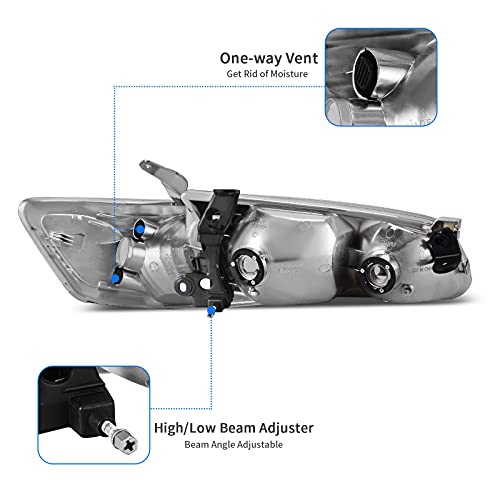 DWVO Headlights Assembly Compatible with 00 01 2000 2001 Camry Headlamp Replacement Pair Driver and Passenger Side Chrome Housing Clear Lens Amber Reflector - Image 4