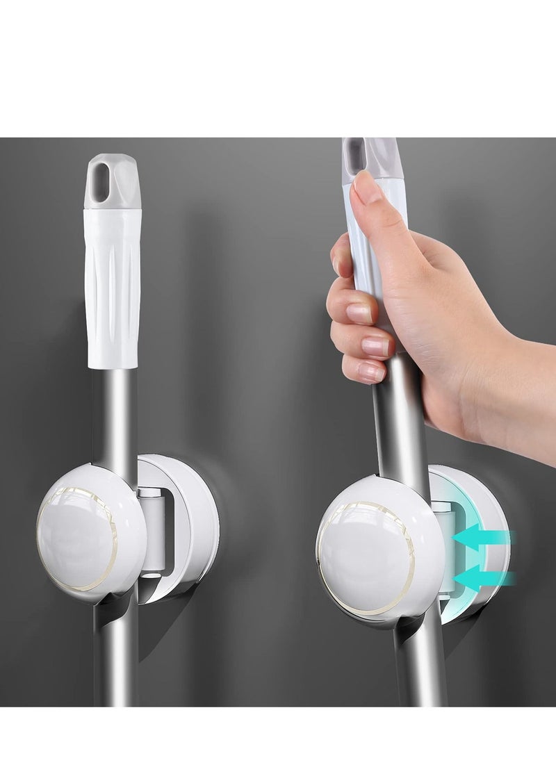 Y&D Broom Mop Holder, No-Drilling Wall Mount Gripper Organizer, Hanger, Lightsaber Holder Storage (White, 1 pcs) - Image 2