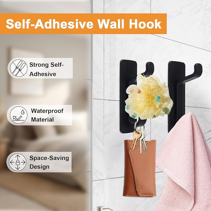 موروبور 10 قطع خطافات حائط قابلة للإزالة لا تسبب ضررًا لاصقة مقاومة للماء حامل لاصق للمنزل المطبخ الحمام المكتب أسود - Image 4