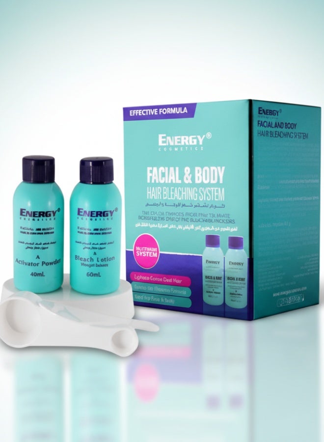 ENERGY COSMETICS Facial And Body Hair Bleaching System 60 ml Lightens Unwanted Hair Gentle Formula Suitable For All Skin Types - Image 1