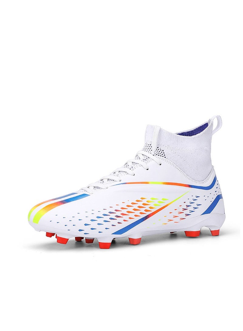 xozgdovg Spike sneakers TF training shoes Football shoes non-slip(Spike bright white)  - Image 1