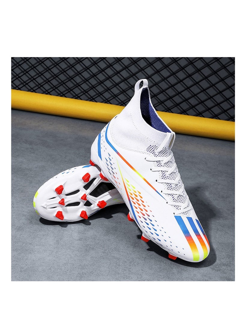 xozgdovg Spike sneakers TF training shoes Football shoes non-slip(Spike bright white)  - Image 2