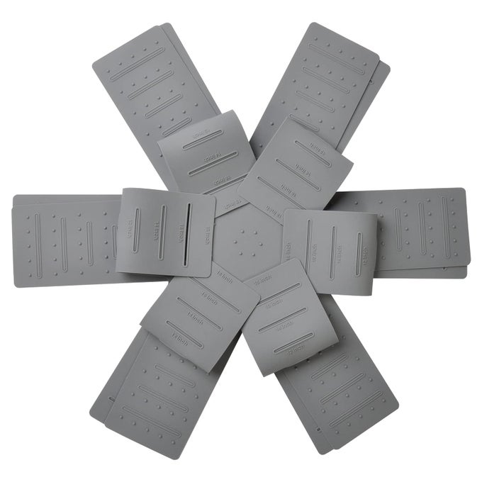 POT PAN PROTECTORS 3PIECE SILICONE COOKWARE PROTECTOR PAD STACKING PAN PROTECTOR IT HAS A UNIQUE OPENING AND FIXING DESIGN THAT CAN BE USED TO PROTECT AND SEPARATE POTS AND PANSGREY