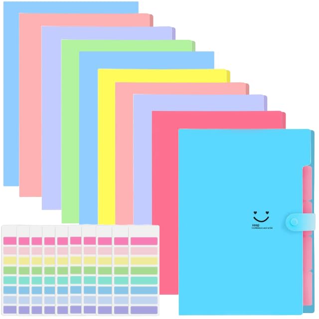 Corslet Pack of 10 Expanding File Folder File Holder for Documents with 5 Pockets Organizer Plastic A4 Size File Organizer for Personal Use Multi-Project Organization for School Teacher and Office - Image 1
