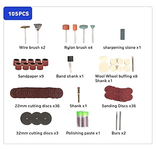 MLD MLD 105PCS Bit Set Quality Drill Rotary Tool Mill Cutter Sander paper Wire Brush Grinding Accessories (105 Pcs, Suitable for Grinding/Cutting/polishing)  - Image 2