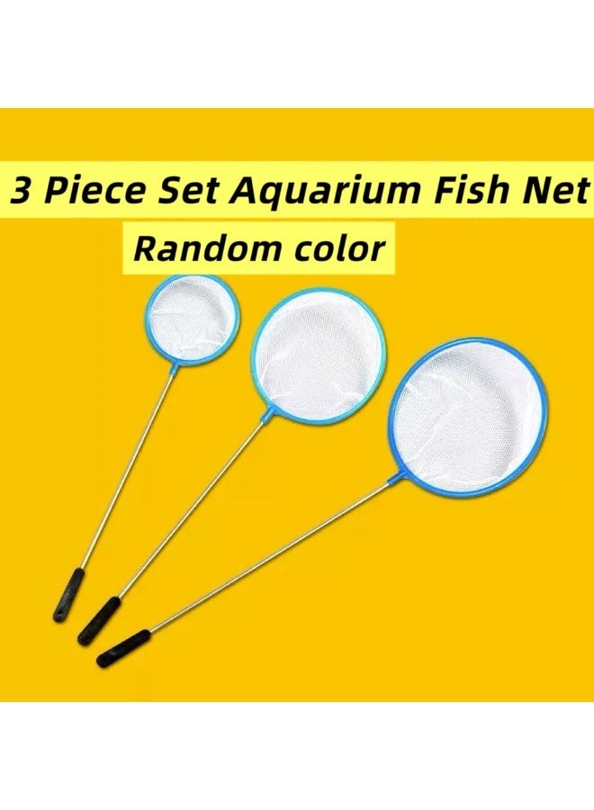 Huangxin Mini brine shrimp net aquarium fish net color random fish tank suitable for all fish (large, small, medium hole round fishing color random) 3 pieces - Image 2
