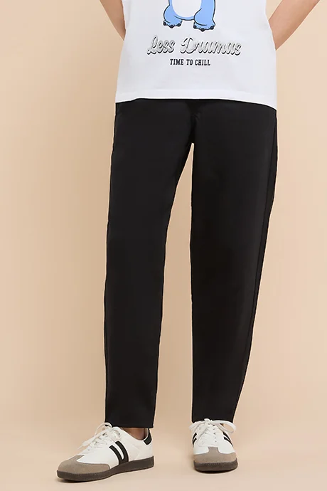 R&B Solid Mom Fit Jeans with Button Closure