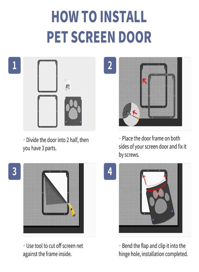 Petleso Dog Screen Door, Pet Screen Door Lockable Doggie Door for Screen Easy Install Pet Door for Doggy and Cat, Inner Size 8.25"×10.5" etleso - Image 5