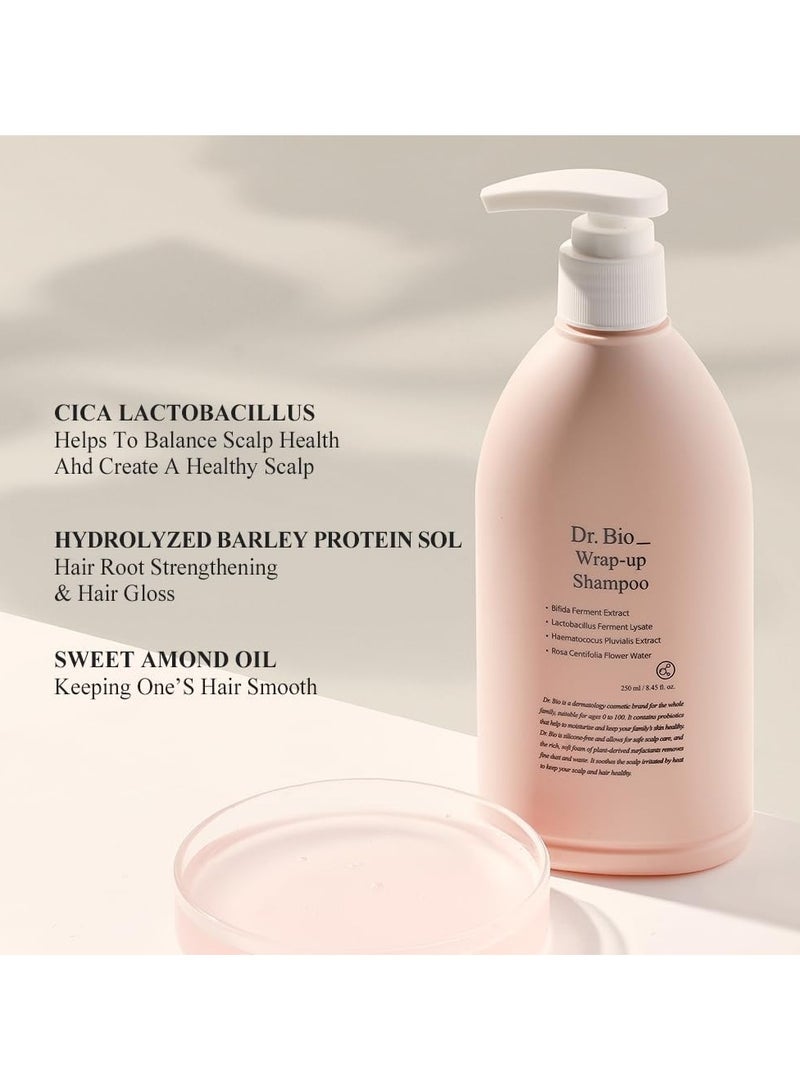 Dr.Bio Wrap-Up Korean Shampoo 250ml – Soothing Formula for Sensitive Scalp – Silicone-Free, Vegan with CICA & Probiotics - Image 3