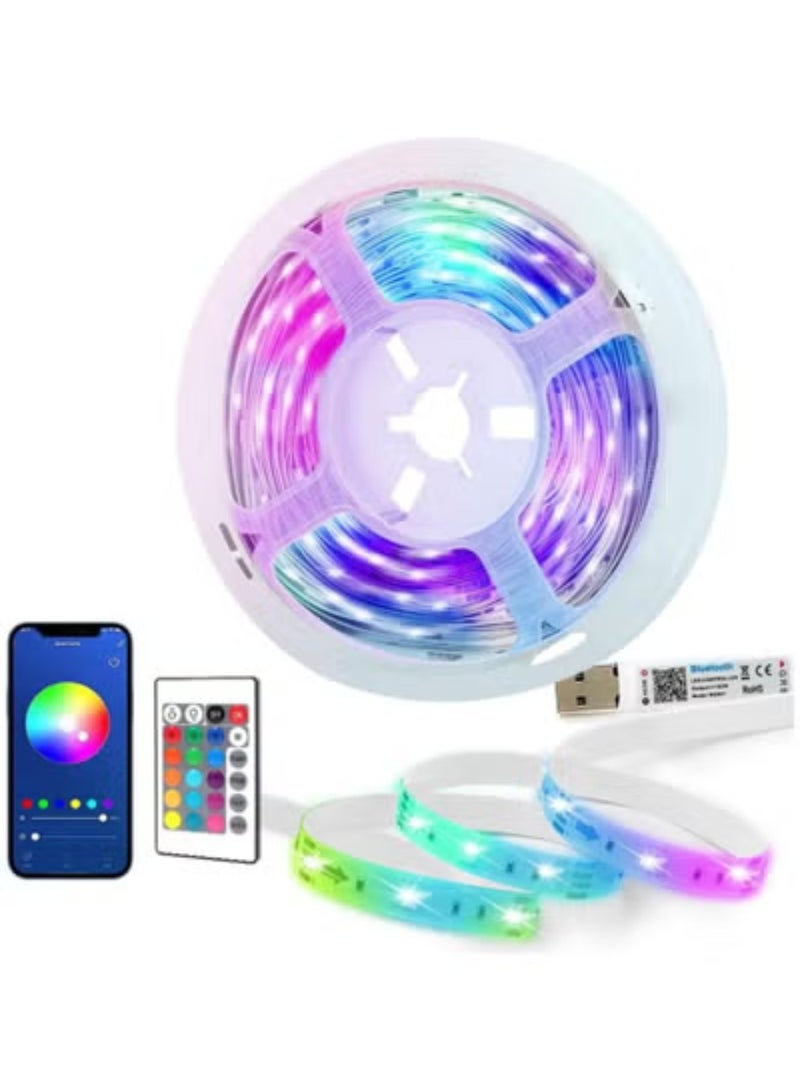 Snaggle Smart LED Strip Lights 5M (16.4ft), Smart RGB LED Light Strip, Bluetooth with App and Remote Control, Waterproof LED Lights with Music Sync for Bedroom, TV, Kitchen, Car, Outdoor & Party Decor - Image 1