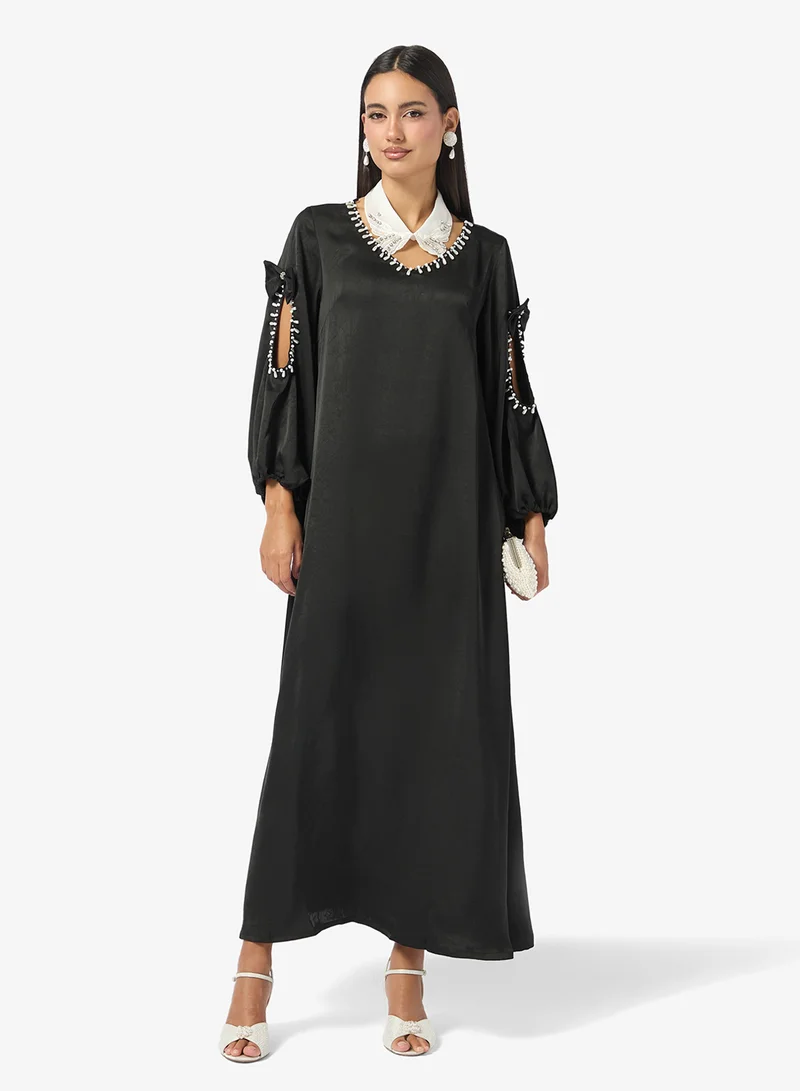 Khizana Embellished A-line Dress With Slit Sleeves