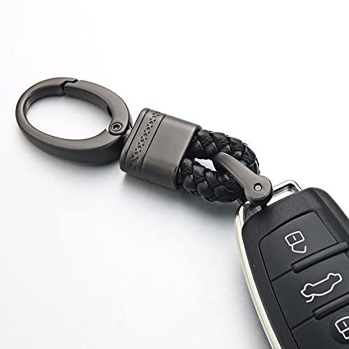 Contacts Black Braided Keychain Leather Strap Keyring Accessories Pu Rope Hook Keyring With Zinc Alloy - Rope Hook Combo Black Pack 2 - Image 4