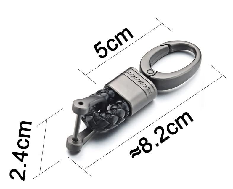 Contacts Black Braided Keychain Leather Strap Keyring Accessories Pu Rope Hook Keyring With Zinc Alloy - Rope Hook Combo Black Pack 2 - Image 5