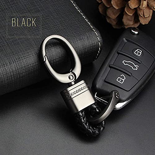 Contacts Black Braided Keychain Leather Strap Keyring Accessories Pu Rope Hook Keyring With Zinc Alloy - Rope Hook Combo Black Pack 2 - Image 2