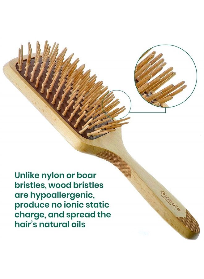 Giorgio Wooden Bristle Paddle Hairbrush, Set Detangling Cushion Brush for Thick Curly or Long Hair, Anti Static, Reduce Frizz and Massage Scalp, Detangler Hair Brush for Women Men and Kids - Image 3