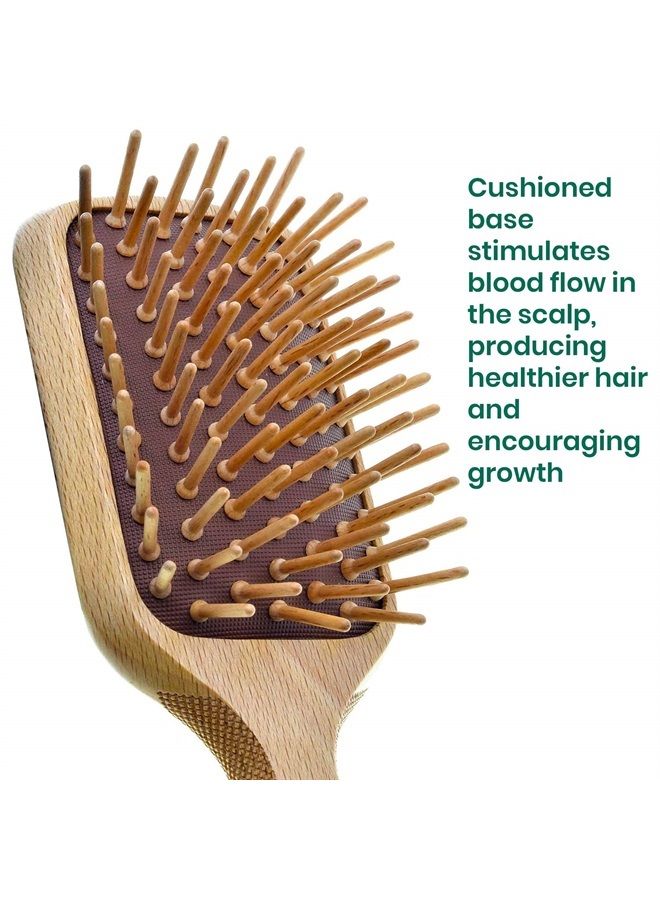 Giorgio Wooden Bristle Paddle Hairbrush, Set Detangling Cushion Brush for Thick Curly or Long Hair, Anti Static, Reduce Frizz and Massage Scalp, Detangler Hair Brush for Women Men and Kids - Image 4