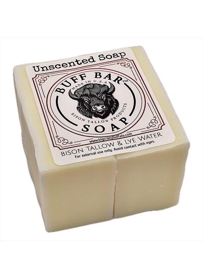 Big Crazy Buffalo Pure Bison Tallow Buff Soap Bar, Unscented, (2 pack) - Cleans, Moisturizing, Non-Habit Forming, Soothes, Hydration, Naturally Derived - No Dyes, Chemicals, Fragrances, Preservatives  - Image 1