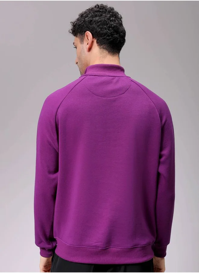 شركة المرآب الهندية Men Relaxed Fit Solid High neck Front Open High Neck Sweatshirt