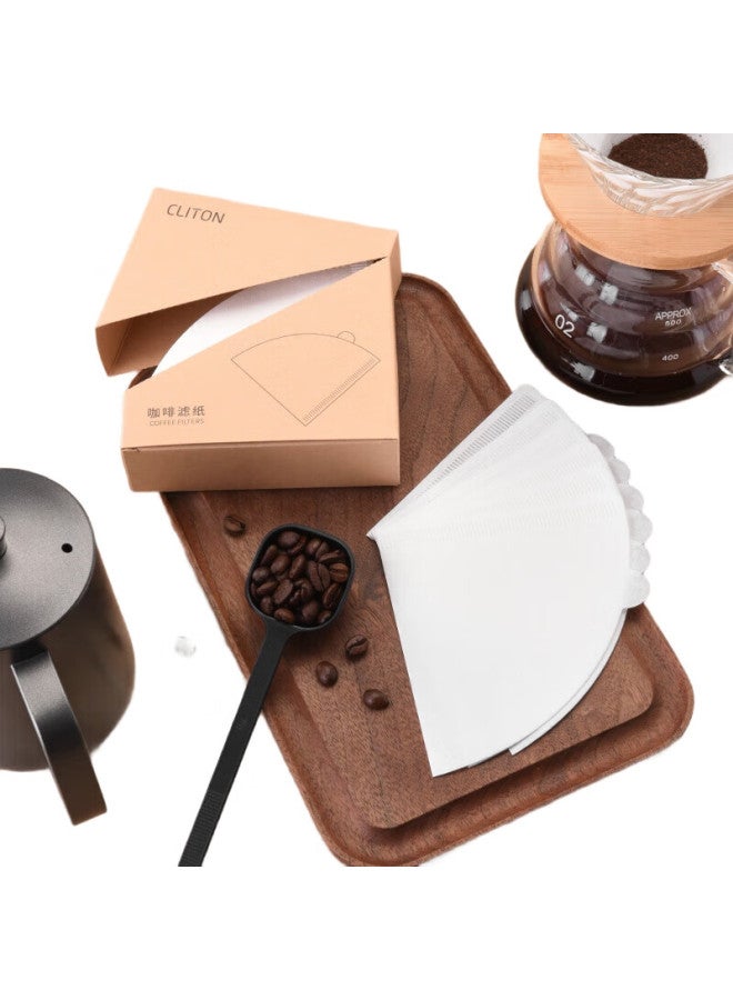 Cliton Coffee Filter Papers, Portable Drip-Style Pour-Over Coffee Powder Filter, V-Shaped Filter Cup With White Filter Papers, 100 Sheets - Image 1