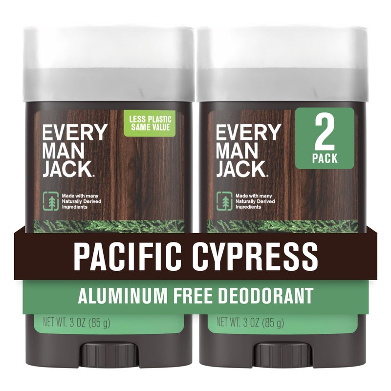 Every Man Jack Pacific Cypress Mens Deodorant  Stay Fresh with Aluminum Free Deodorant For all Skin Types  Odor Crushing Long Lasting with Naturally Derived Ingredients  3oz 2 Pack